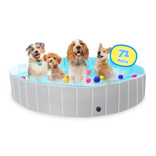 MAX Extra großer Hundepool 180CM, faltbar, für Hunde, Haustiere, Schwimmbad, Planschbecken, tragbar, PVC, rutschfest, große Haustier-Badewanne für Hunde und Katzen, für den Innen- und Außenbereich von Max