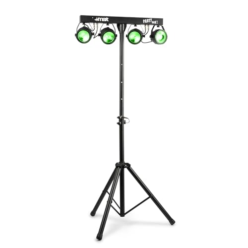 MAX LED Partybar11 Discolicht Partylicht, DJ Lichtanlage Musikgesteuert, Lichtset mit Ständer, 4x 20W COB LED Spots, voreingestellten Shows, Stage Bar mit Auto-Modus und LED-Anzeige von MAX