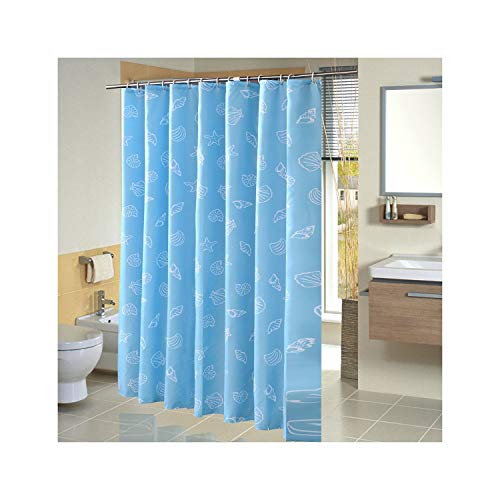 MaxAst Conch Seestern Duschvorhang Anti Schimmel, Blau Badewanne Vorhang 100x180CM, Antibakteriell Wasserdicht mit Kunststoff Ringe Kein Rost von MaxAst