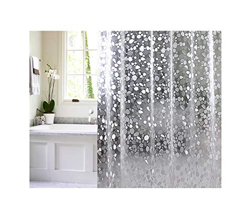 MaxAst Duschvorhang Anti-Schimmel Kieselsteine Duschvorhang Polyester Grau Durchsichtig Badvorhang 220x180 von MaxAst