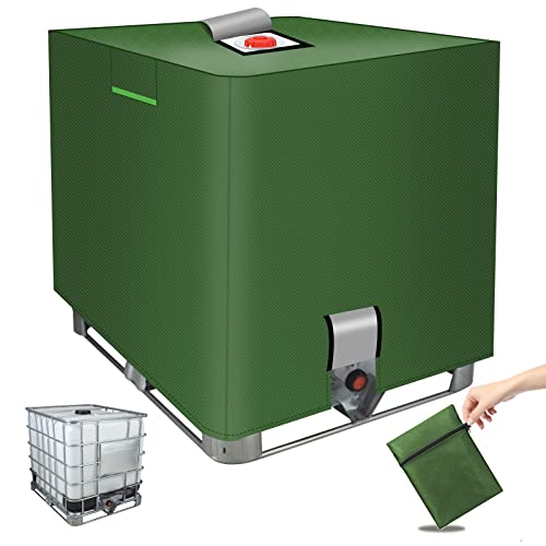 MaxAwe 1000L IBC Tank Abdeckung, Abdeckplane für Wassertank mit Klettverschluss und Reflexstreifen, 420D Wasserdichte Schutzplane Schutzhülle, Grün IBC Container Cover für IBC Tank Behälter Regentonne von MaxAwe