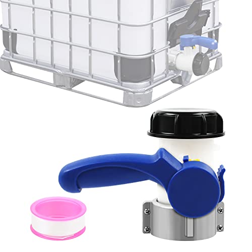 MaxAwe 62mm IBC Kugelhahn Klappenhahn, DN40 IBC Auslaufhahn Absperrhahn, Behälter Container Auslass Regelventil, Universal Adapter Zubehör Absperrventil Für Regenwassertank Anschluss von MaxAwe