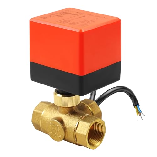 MaxAwe DN20-3 Wege Motorkugelventil, 3-Wege-Ventil AC 220V Messing Elektrisches Kugelventil, für Absperr Umschalt Flusssteuerung Absperrhah Zonenventil Kugelventil Motorkugelhahn von MaxAwe
