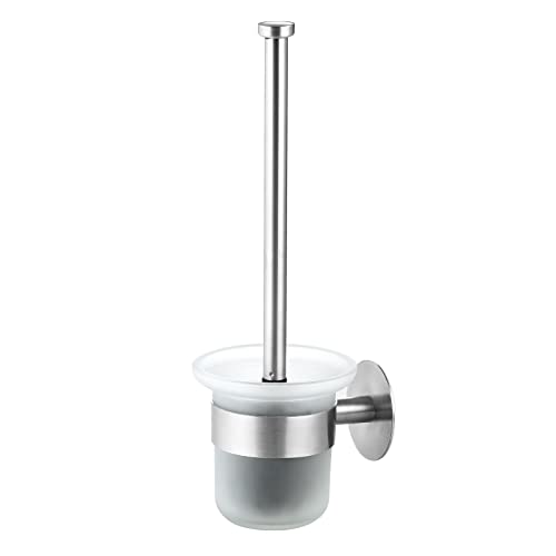 MaxDoux Klobürste- Toilettenbürste Ohne Bohren Wandmontage WC Bürste mit Halter Edelstahl und Glas Klobürstenhalter WC Garnitur für Bad und WC von MaxDoux