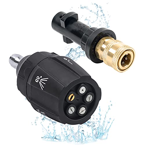 MaxEarn 1/4 Zoll Schnellanschlussarmatur und 5-in-1 Hochdruckreiniger-Sprühdüsenspitzen, Mehrere Winkel, Pistolen-Adapter, Messing-Zubehör für Kärcher K2 K3 K4 K5 von MaxEarn