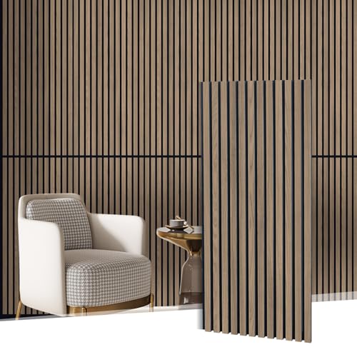 MaxEarn 2Stk Akustikpaneele Walnussfarbe, Akustik Wandpaneele aus Echtholz Furnier, 3D Wandverkleidung Holzdekor, Lamellenwand mit Filz Schalldämmung 110 x 48 cm für Innendekoration MaxEarn 2Stk Akustikpaneele Walnussfarbe, Akustik Wandpaneele aus Echtholz Furnier, 3D Wandverkleidung Holzdekor, Lamellenwand mit Filz Schalldämmung 110 x 48 cm für Innendekoration von MaxEarn