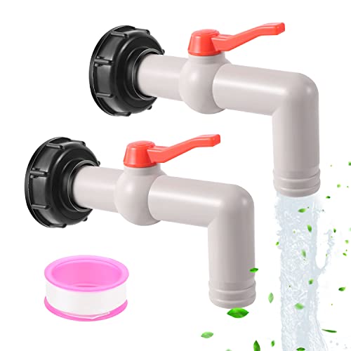MaxEarn 2Stk IBC Auslaufhahn 1 Zoll mit Schlauchtülle 32mm, S60x6 IBC Tank Adapter Kugelauslaufhahn Schlauchanschluss, IBC Container Zubehör Wasserhahn Adapterschalter für Regenwassertank DN40/50 von MaxEarn
