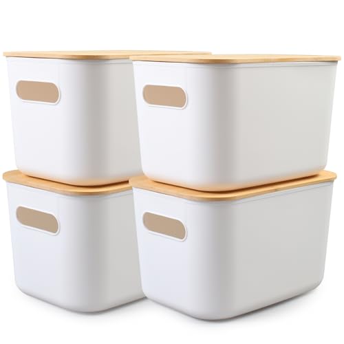 MaxEarn 4Stk 7L Kunststoff Aufbewahrungsbox mit Deckel, Kunststoffbox Organizer Box, Stapelbare Ordnungsboxen mit Griffen, Vielseitige Weiß Aufbewahrungskiste für Bad Küche Büro Wohnzimmer MaxEarn 4Stk 7L Kunststoff Aufbewahrungsbox mit Deckel, Kunststoffbox Organizer Box, Stapelbare Ordnungsboxen mit Griffen, Vielseitige Weiß Aufbewahrungskiste für Bad Küche Büro Wohnzimmer von MaxEarn