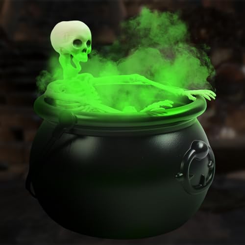 MaxEarn Halloween Deko Outdoor, Hexenkessel Halloween mit Nebelmaschine Lichtern und Skelett, Schwarzer Kunststoffkessel Süßigkeiteneimer Dekoration für Hof, Haus, Veranda, Draußen MaxEarn Halloween Deko Outdoor, Hexenkessel Halloween mit Nebelmaschine Lichtern und Skelett, Schwarzer Kunststoffkessel Süßigkeiteneimer Dekoration für Hof, Haus, Veranda, Draußen von MaxEarn