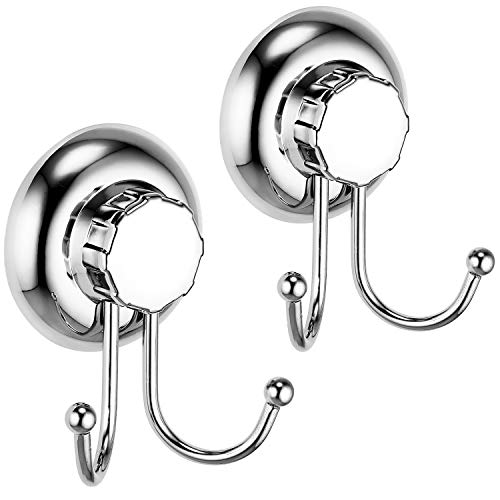 MaxHold Saugschraube 2 pack Doppel Robe Haken - Befestigen ohne Bohren – 2 Stück Bademantel Handtuchhaken - Edelstahl Rostfrei – Küchen & Badezimmer Aufbewahrung-2er Set von MaxHold
