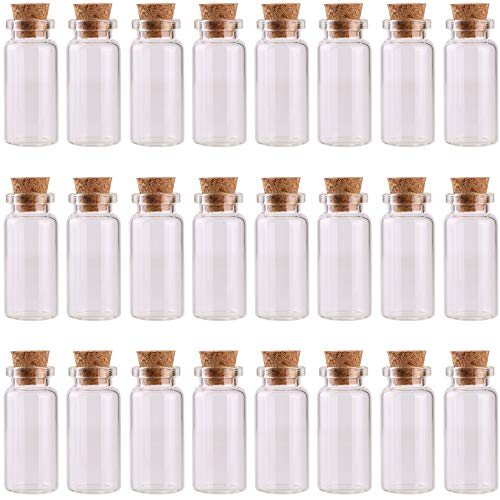 MaxMau 24 Stück Glasstopfen 10 ml Kork für Dekoration DIY Mini Korkfläschchen Botschaft Glasflasche Korkflasche Kleine Glasflaschen Gläser für Hochzeitsfeier von MaxMau