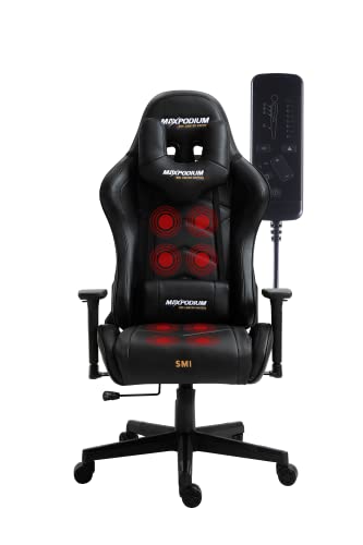 MaxPodium Tactical SMI | Premium Gaming Stuhl mit Integriertem Massagesystem | 8 Massageprogramme | Ergonomischer, Hochwertiger Bürostuhl | 3D Armlehnen + Sitzneigung mit Wippfunktion | Schwarz von MaxPodium