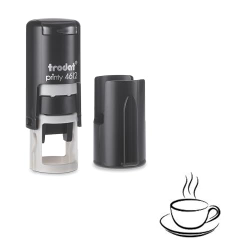 MaxStamp; Kaffeetasse Stempel, Rund, Schwarz, 10 mm, 1 cm, Kunststoff, Gummi von Trodat