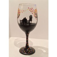 Hand Bemalt Paar in Der Liebe, Die Weinglas - Jahrestagsgeschenk Liebe Paare von MaxStudioGifts