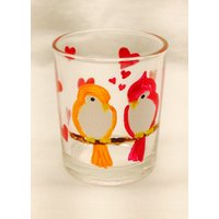 Hand Bemalt Votiv Kerze Halter - Liebe Vögel Glas Valentinstag Kerzenhalter Jahrestag von MaxStudioGifts