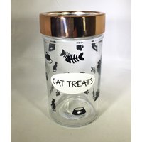 Personalisiertes Katzen Leckerli Glas Glasbehälter Mit Fenster Deckel von MaxStudioGifts
