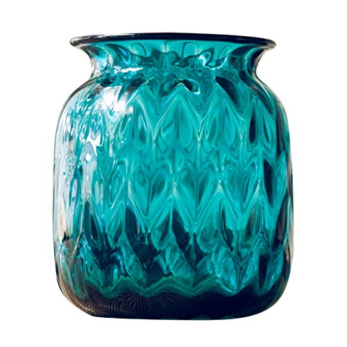 MaxTom Gerippte blaugrüne Glasblume Posy Vase Glas Home Decoration Dekor Ornament dimensionale geometrische Figur Vase Dekoration Ornamente (Color : Green, Size : 11×13×18cm) von MaxTom