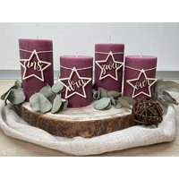 Adventskranzzahlen 4Er Set Aus Holz Stern von MaxVerArt