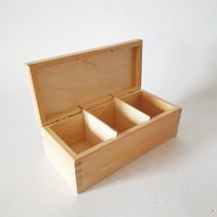 Teebox Mit 3 Fächern, Teebox, Holzkiste, Diy Box, Decoupage, Unbehandelte Unlackiert Holz Aufbewahrungsbox von MaxWoodDE