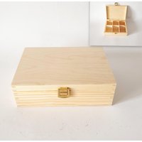 Teebox Mit 6 Fächern, Holzkiste, Diy Box, Decoupage, Unbehandelte Box Unlackierte Holzbox, Aufbewahrungsbox von MaxWoodDE