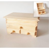 Truhe Mit 3 Schubladen , Kosmetik Holzkiste, Unlackierte Kommode Große Schmuckschatulle, Decoupage Truhe Mit 3 Schubladen , Kosmetik Holzkiste, Unlackierte Kommode Große Schmuckschatulle, Decoupage von MaxWoodDE
