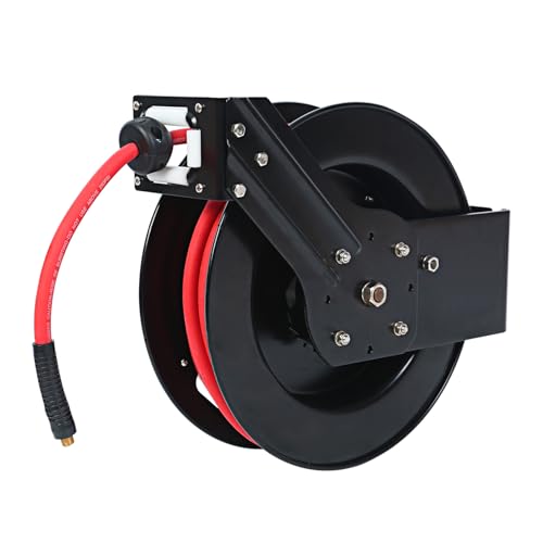 MaxWorks 80720 15,2 m lange einziehbare Spule mit 9,5 mm x 15,2 m Luftschlauch mit Messingbeschlägen von MaxWorks