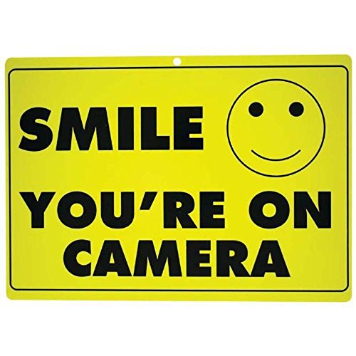 1 X New SMILE YOU'RE ON CAMERA Yellow Business Security Sign CCTV Video Surveillance - ONE SIGN von Maxam