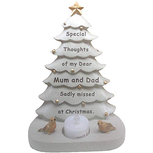 Grabschmuck / Ornament, Weihnachtsbaum-Design, für Mutter und Vater, mit Teelicht, in englischer Sprache von Maxam