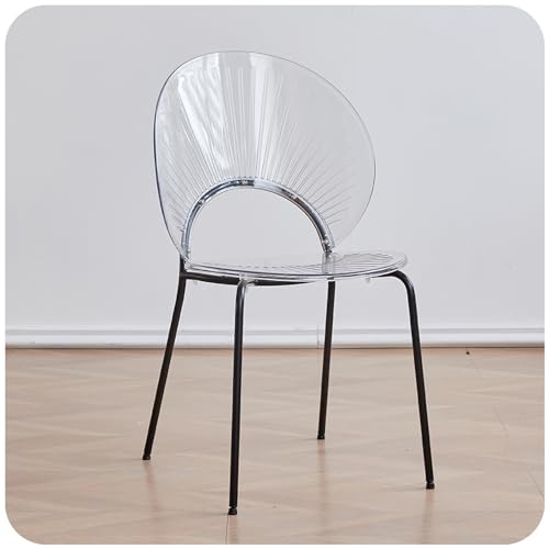 Esszimmerstuhl Kunststoff Acryl-Beistellstuhl mit Metallbeinen, perfekt for Esszimmer, Küche, Wohnzimmer (Color : Transparent, Size : 4PCS) von Maxbetip