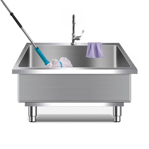 Maxbetip Stainless Steel Mop Sink Portable Freestanding Commercial Basins, with Faucet for Kitchens, Dining Rooms, Garages, Laundry Rooms, Laundry Rooms, Sinks, Service Tubs (80 * 50 * 45CM) von Maxbetip