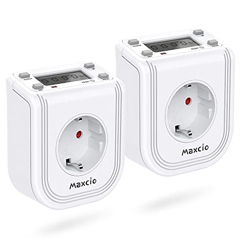 Digitale Zeitschaltuhr Steckdose mit Countdown und Schleifenmodus, Maxcio Programmierbare Elektronische Timer Steckdose (Mini 2Packs) von Maxcio