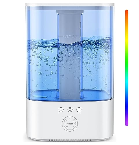 Maxcio 3,5L Luftbefeuchter Kinderzimmer, Top-Fill Ultraschall RGB Nachtlicht Humidifier, BPA-Frei Aroma Diffuser, 360° Dampfdüsen, Laufzeit bis zu 40 Std., 28dB Superleise für Schlafzimmer Pflanzen von Maxcio