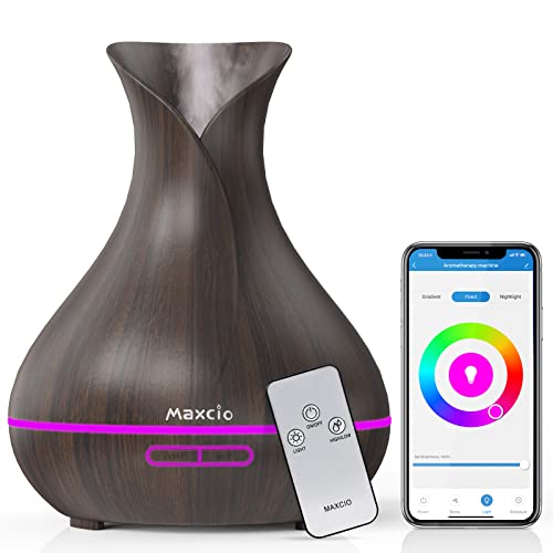 Maxcio Alexa Aroma Diffuser, Ätherische Öl Smart Ultraschall Luftbefeuchter 400ML, Kompatibel mit Alexa und Google Home, APP Steuerbar, Timer Funktion, 7-LED-Farbe für Smart Home von Maxcio