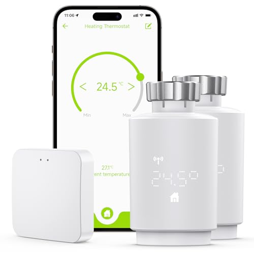 Maxcio Smartes Heizkörperthermostat mit Zigbee Gateway, Thermostat Heizung Kompatibel mit Alexa & Google Home, Smart Life/Tuya, Programmierbar, Fenster-Erkennung, für Max. Energiesparen, 2 Packs von Maxcio