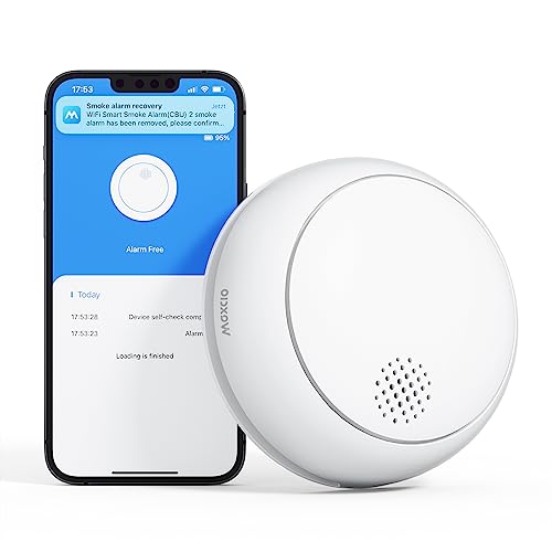 Maxcio Smart Home Rauchmelder WLAN- 10 Jahre Batterie - mit App-Benachrichtigung, 85dB Alarm, entspricht dem EN 14604 Standard von Maxcio