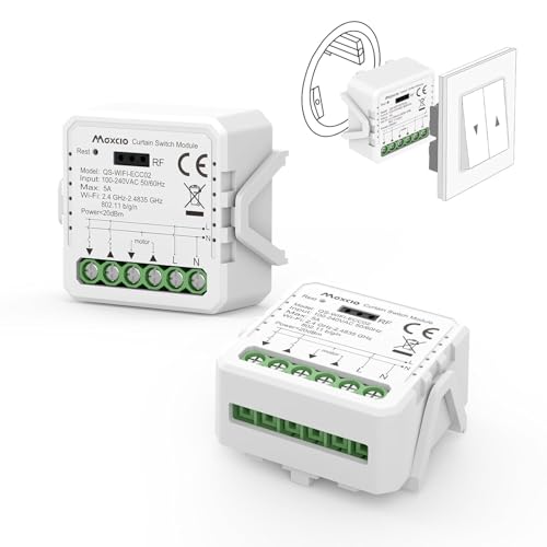 Maxcio WLAN Rolladenchalter Relais Modul mit Prozentfunktion, Smart Rolladensteuerung mit Timer, Kompatibel mit Alexa, Echo, Google Home, Smart Life von Maxcio