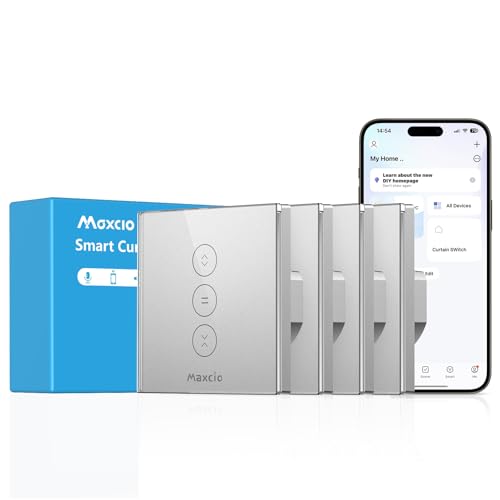 Maxcio WLAN Rolladenschalter Kompatibel mit Alexa, Google Home, Rolladenschalter Smart mit Zeitschaltuhr und Sprachsteuerung, Touch-Schalter, Neutralleiter erforderlich (4 Packs) von Maxcio