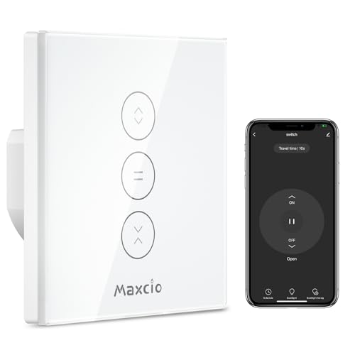 Maxcio Wlan Rolladenschalter, Smart Rolladensteuerung Kompatibel mit Alexa, Google Home und Siri, via APP Steuerung von Maxcio