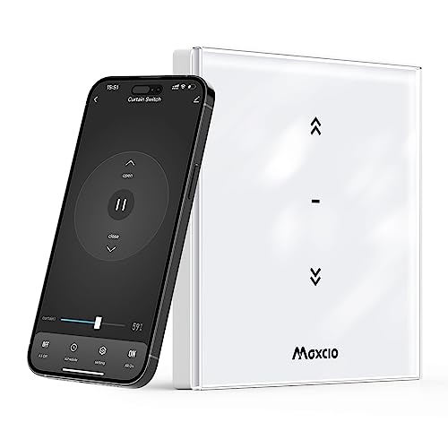 Maxcio Wlan Rolladenschalter mit Prozentfunktion, 80 x 80mm Smart Rolladensteuerung, Kompatibel mit Alexa und Google Home, APP Steuerbar und Timer-Funktion Weiss von Maxcio