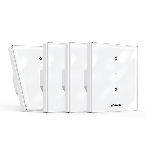 Maxcio Wlan Rolladenschalter mit Prozentfunktion, 80 x 80mm Smart Rolladensteuerung, Kompatibel mit Alexa und Google Home, APP Steuerbar und Timer-Funktion Weiss von Maxcio