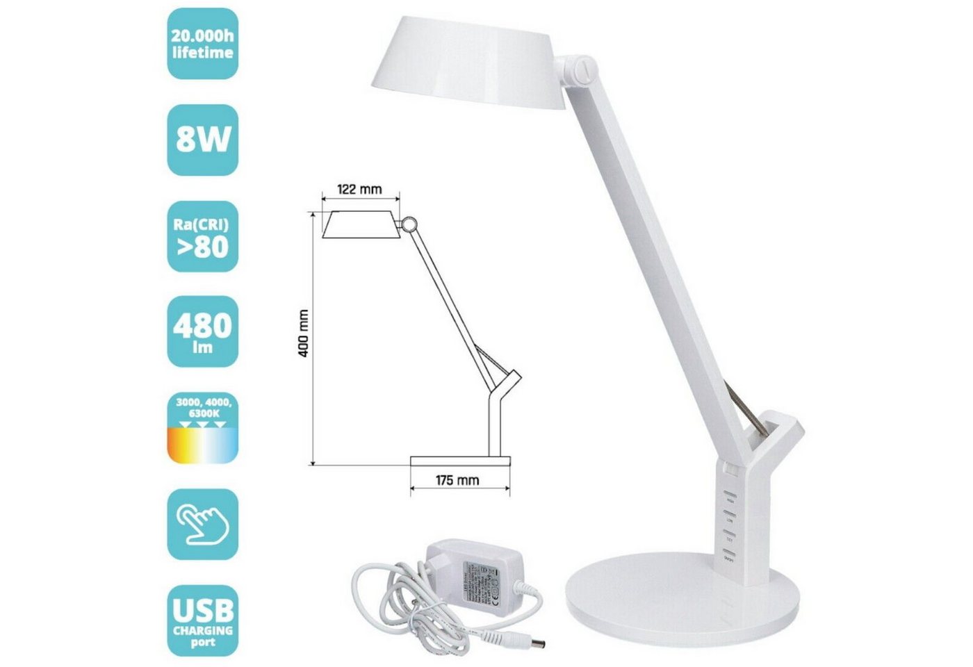 Maxcom Nachttischlampe Maxcom GlowPro 8W Dimmbare LED-Tischlampe Weiß Maxcom Nachttischlampe Maxcom GlowPro 8W Dimmbare LED-Tischlampe Weiß von Maxcom