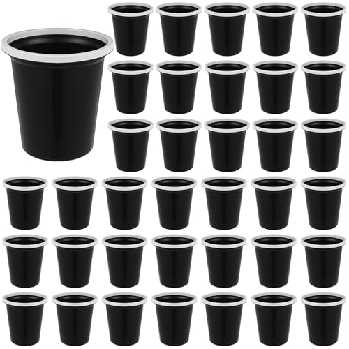 Maxdot 36 Stück Abfalleimer, klein, rund, Kunststoff-Mülleimer für Badezimmer, Mülleimer, kleiner Behälter für Küche, Büro, Zuhause, Zimmer (schwarz) von Maxdot
