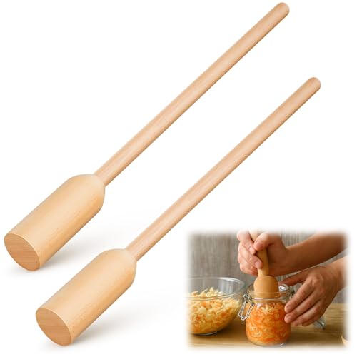 Maxdot Sauerkraut-Stomper für Einmachgläser, Kimchi, Gurken, Gemüse, Lebensmittel, Fermentationswerkzeug, massives Buchenholz, 66 cm, 2 Stück von Maxdot