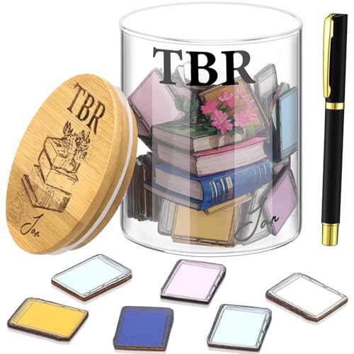Maxdot TBR Jar Gifts for Book Lover Choose Your Next Book to Be Read Liste, Jar with 120 Wood Tokens and 2 Pens Bookish Merch Bookworms Gifts for Club Member Student Teacher Reading Accessories von Maxdot