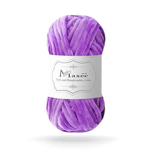 Maxee 100g(1×100g) Samtig Babywolle, Samt Velvet Wolle Chenille Garn, Kuschelweich Chenillegarn, Flauschige Weich Plüschwolle, Häkelgarn Wolle Zum Stricken & Häkeln von Maxee