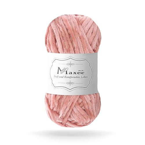 Maxee 100g(1×100g) Samtig Babywolle, Samt Velvet Wolle Chenille Garn, Kuschelweich Chenillegarn, Flauschige Weich Plüschwolle, Häkelgarn Wolle Zum Stricken & Häkeln von Maxee