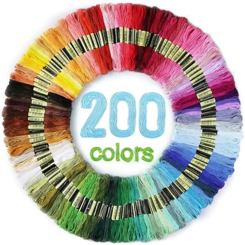 Maxee 200 Farben Stickgarn, Regenbogenfarbe, Stickgarn Wird für Kreuzstichfaden, Armbandfaden, Basteltwist, Kunsthandwerksdrehfaden von Maxee