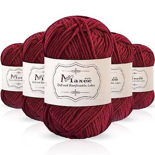 Maxee 250g(50gx5) Handstrickgarn Multicolor, Acryl Garn zum Stricken, Weicher Wolle zum Häkeln und Kunsthandwerk, Hand Knitting Garn zum Häkeln, Schals für Strickanfänger, Erfahrene Stricker von Maxee