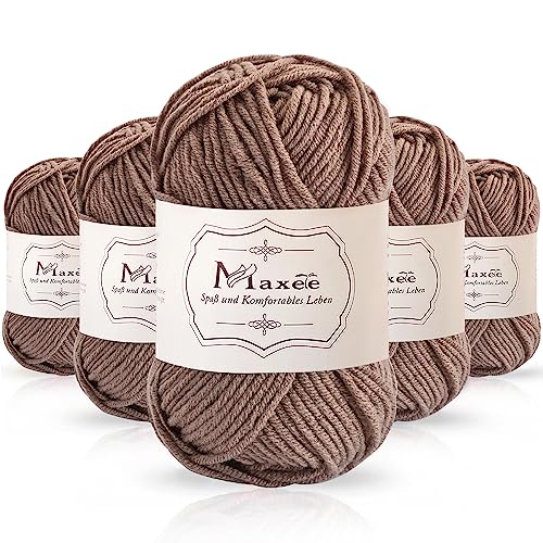 Maxee 250g(50gx5) Handstrickgarn Multicolor, Acryl Garn zum Stricken, Weicher Wolle zum Häkeln und Kunsthandwerk, Hand Knitting Garn zum Häkeln, Schals für Strickanfänger, Erfahrene Stricker von Maxee