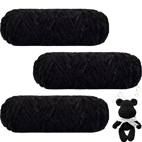 Maxee 300g(3×100g) Samtig Babywolle, Samt Velvet Wolle Chenille Garn, Kuschelweich Chenillegarn, Flauschige Weich Plüschwolle, Häkelgarn Wolle Zum Stricken & Häkeln von Maxee